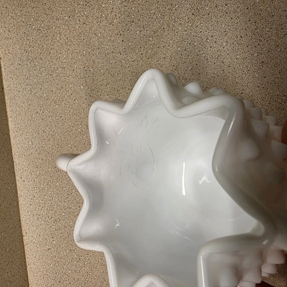 Starter Collection: Vintage Fenton Hobnail Milk Glass Bowl, Creamer, Sugar, Vase